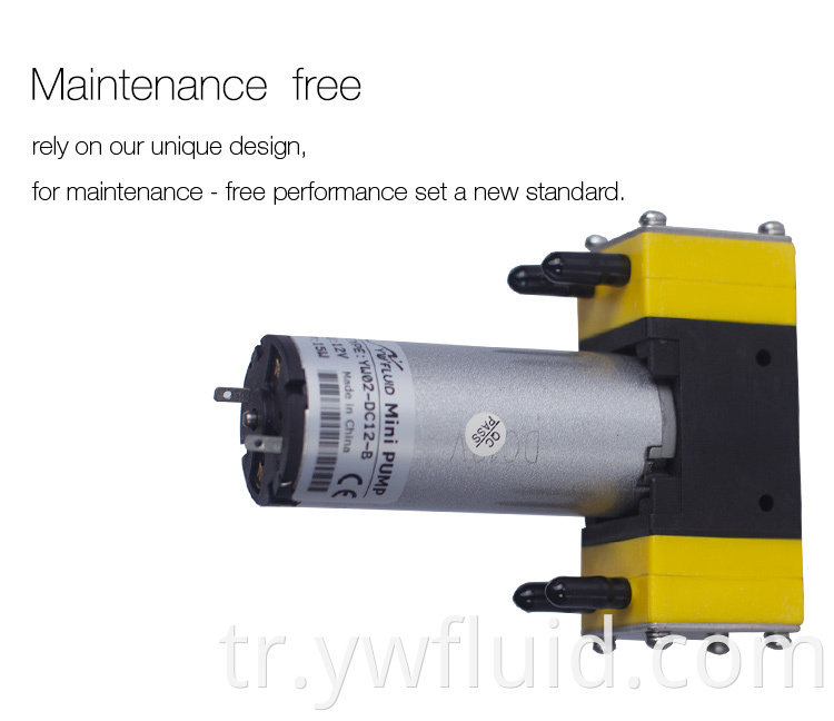 Micro 12V/24V DC En Kalite Güçlü Güçlü Güçlü Güç Yüksek Basınçlı Elektrikli Çift Başlı Sıvı Hava Diyaframı Pompa-YW02-B-DC